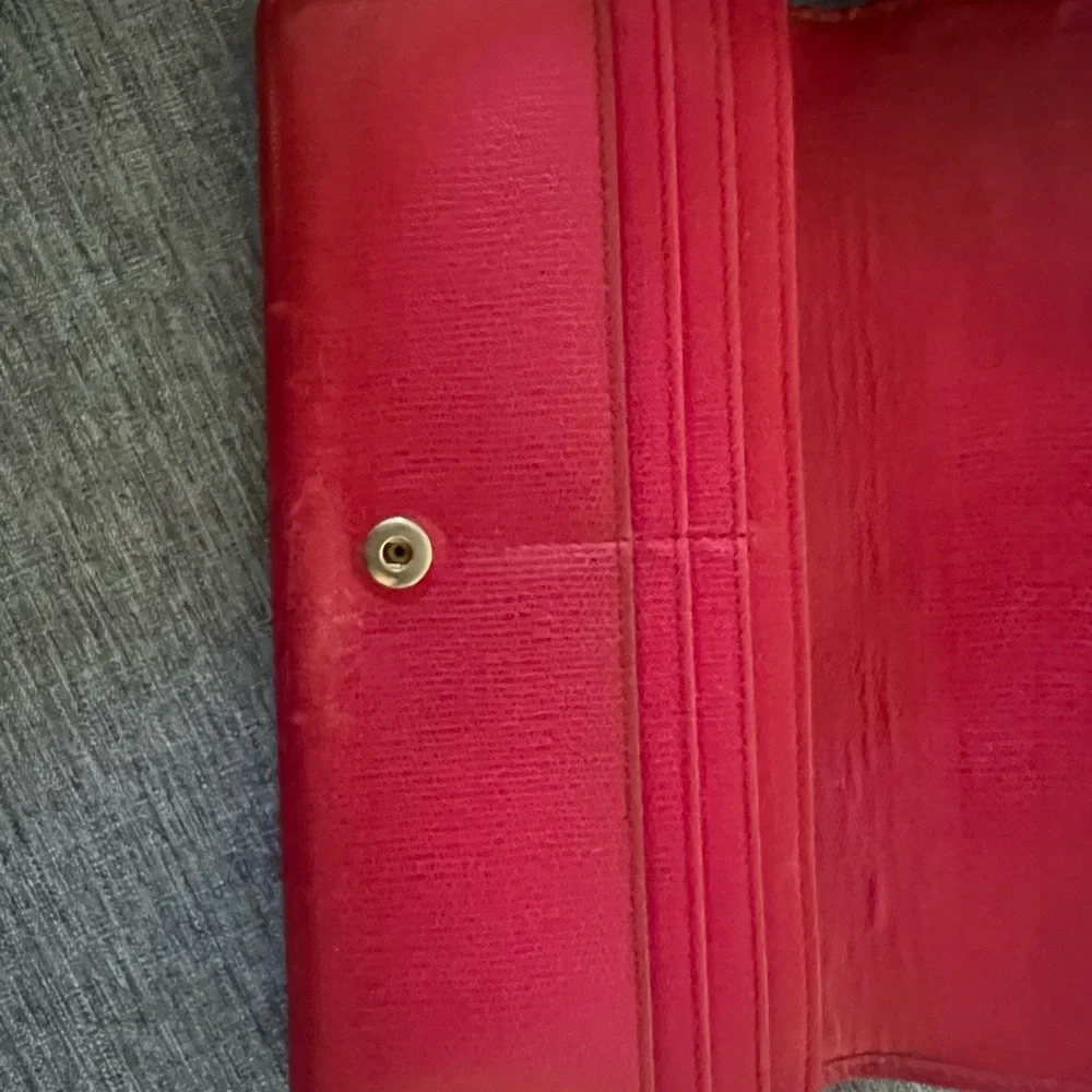 YVES SAINT LAURENT  Y Ligne Calfskin Long Wallet in Red